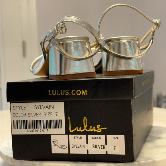 LULU’S • Metallic Silver Strappy Heels - Picture 3 of 8